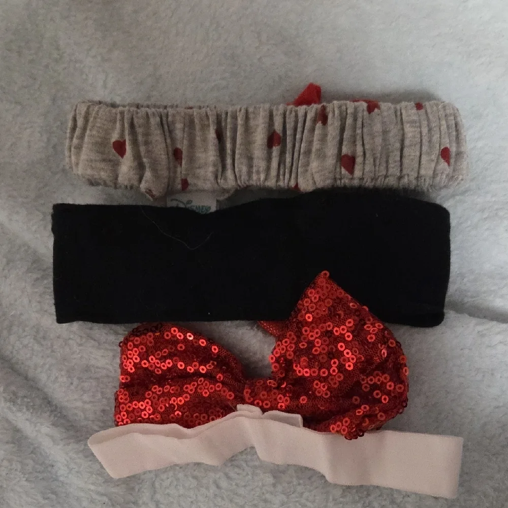 Set of Three Red and Black Bow Headbands